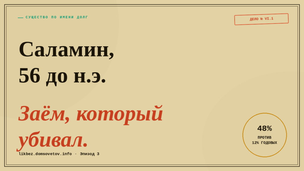 Эпизод 3. Саламин, 56 до н.э.: заём, который убивал